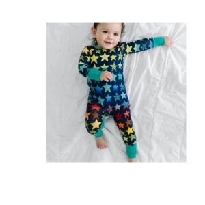 Shades of Stars little sleepies 6-12m bamboo gender neutral navy crescent zippy